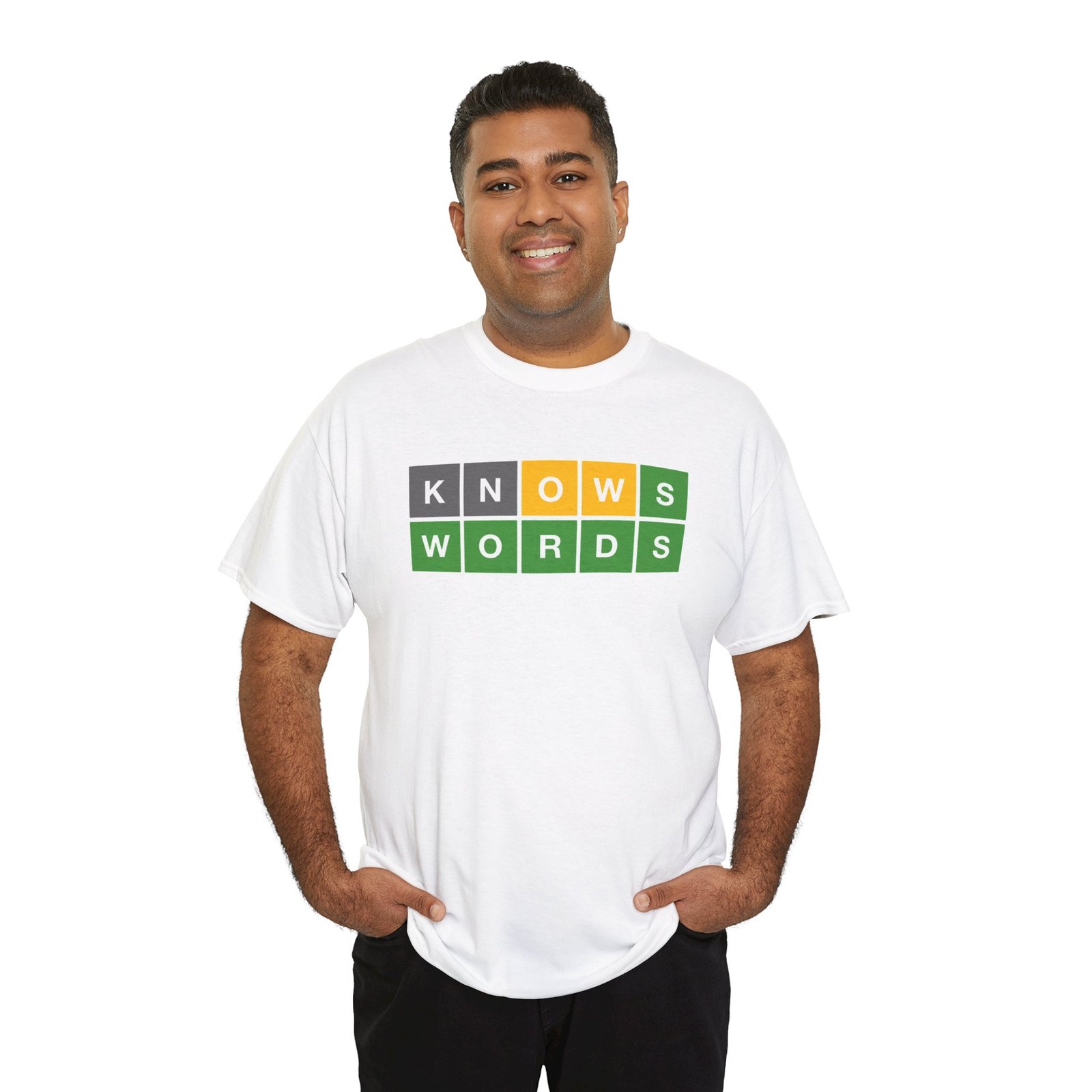 KNOWS WORDS - Unisex T-Shirt – Funny Word Puzzle, Vocabulary and Word Nerd - Image 3