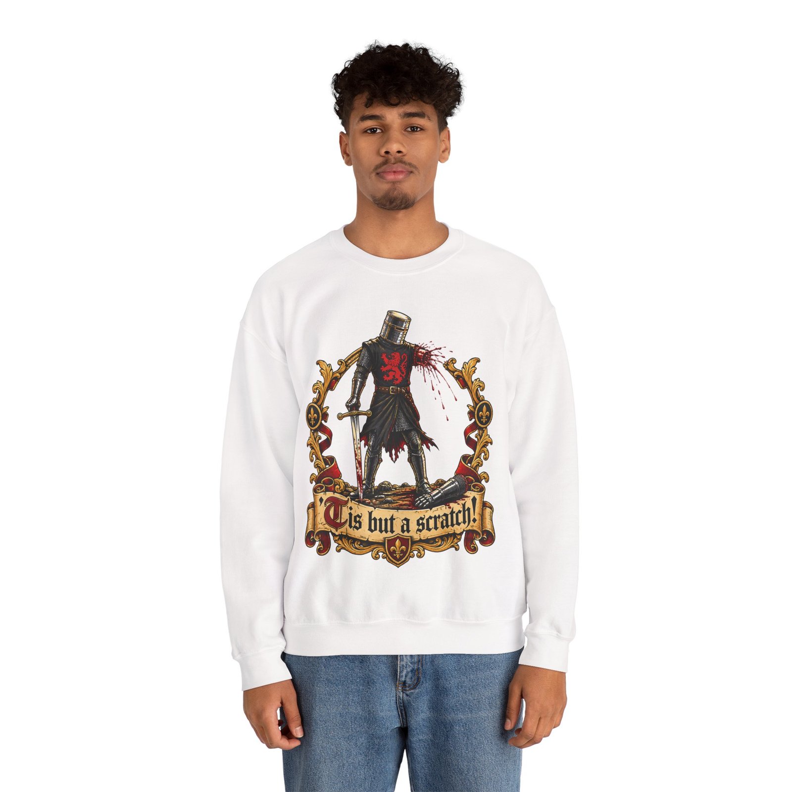 'Tis But A Scratch - Unisex Sweatshirt – Funny Monty Python Black Knight - Image 3