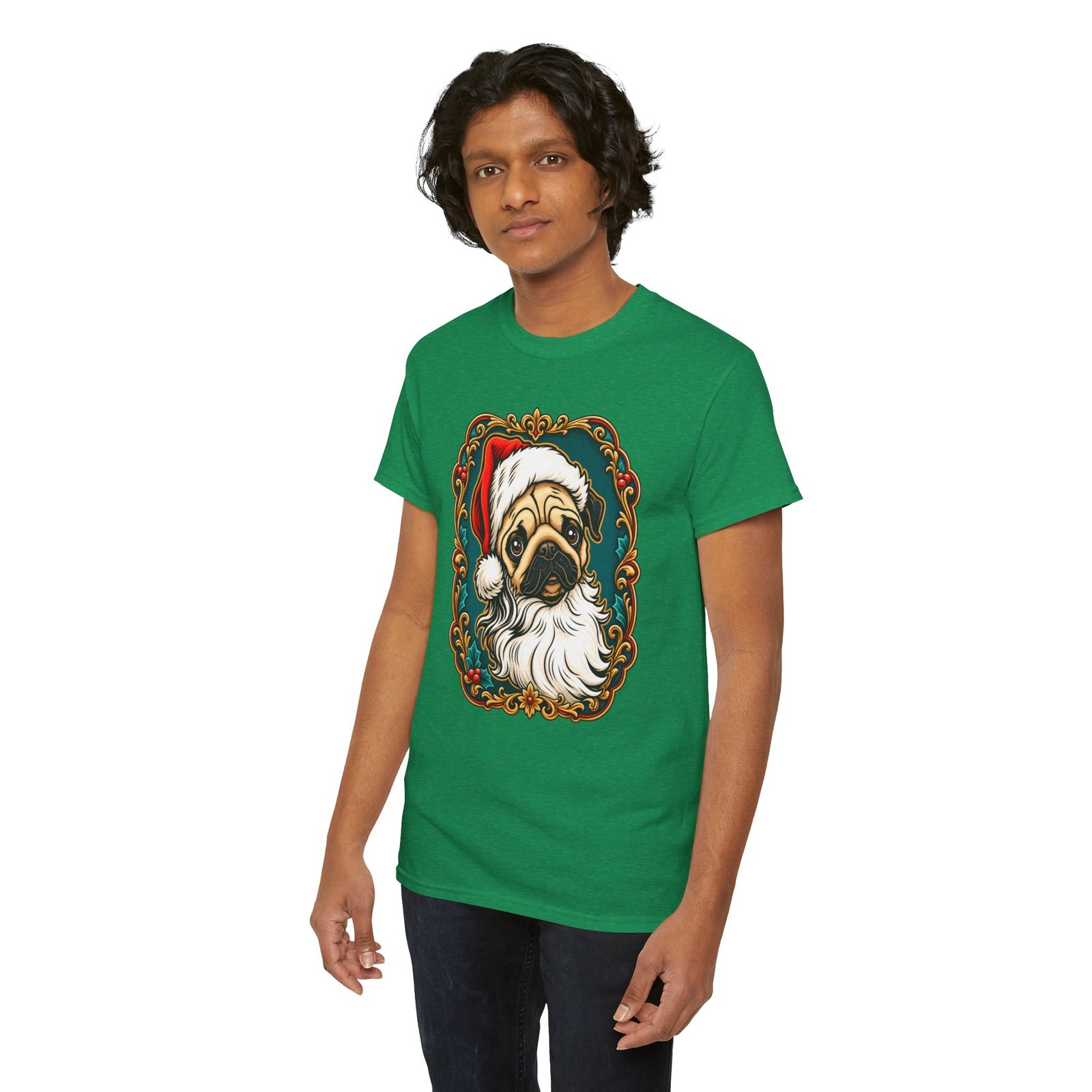 Pug Santa - Unisex T-Shirt – Funny Christmas Pug - Dog Lover Holiday - Image 6