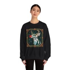 Polygon Rudolph - Unisex Sweatshirt – Geometric Reindeer - Modern Christmas - Image 3