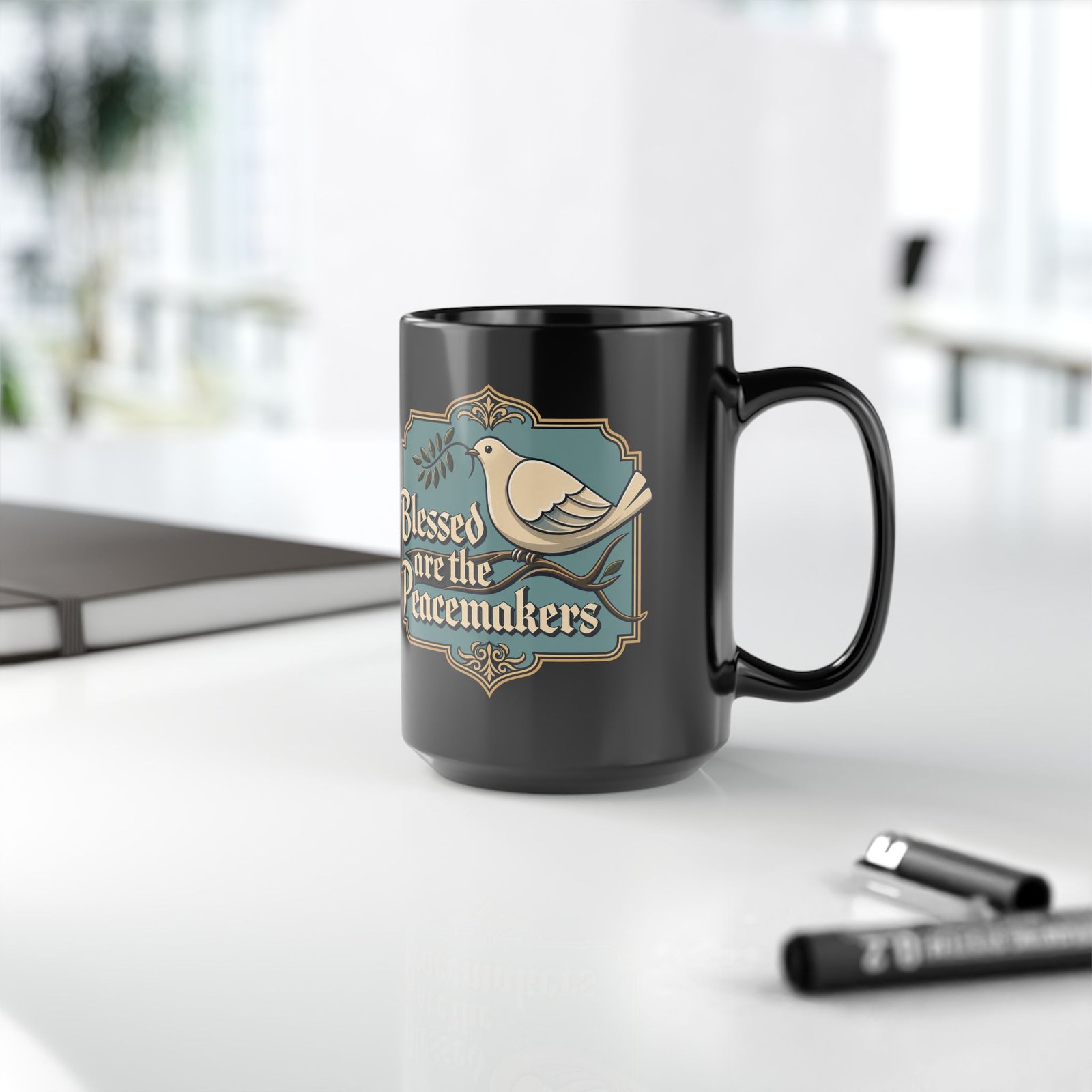 Blessed Are The Peacemakers - Black Mug – Sip with a Spirit of Peace - Image 10