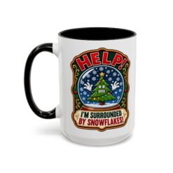 Help! I'm Surrounded By Snowflakes - Color Accent Mug – Funny Sarcastic Christmas - Image 16
