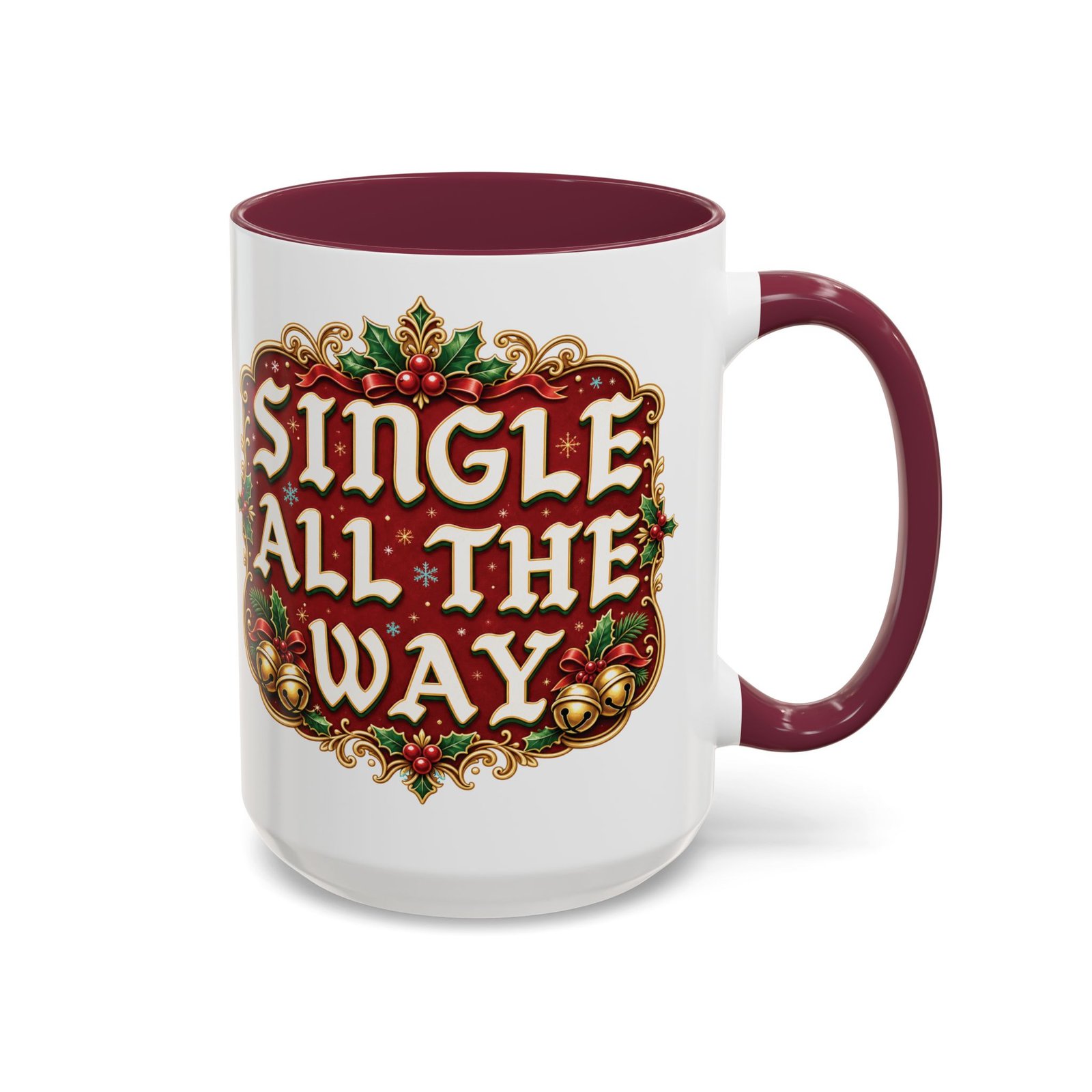 Single All The Way - Color Accent Mug – Funny Single Christmas Coffee Mug - Image 17
