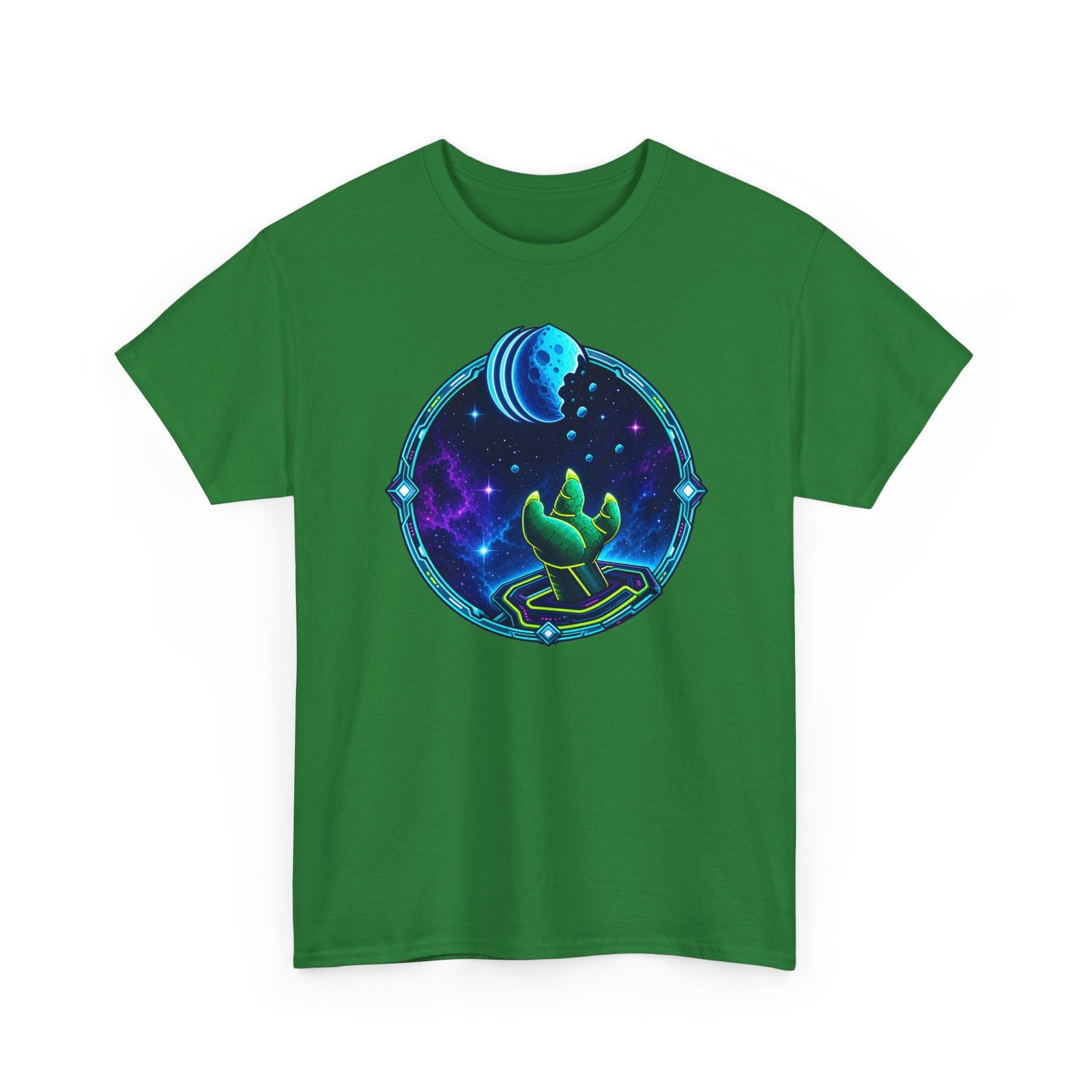 Reach for the Cookie - Unisex T-Shirt – Cute Green Space Creature - Floating Cookie - Image 12