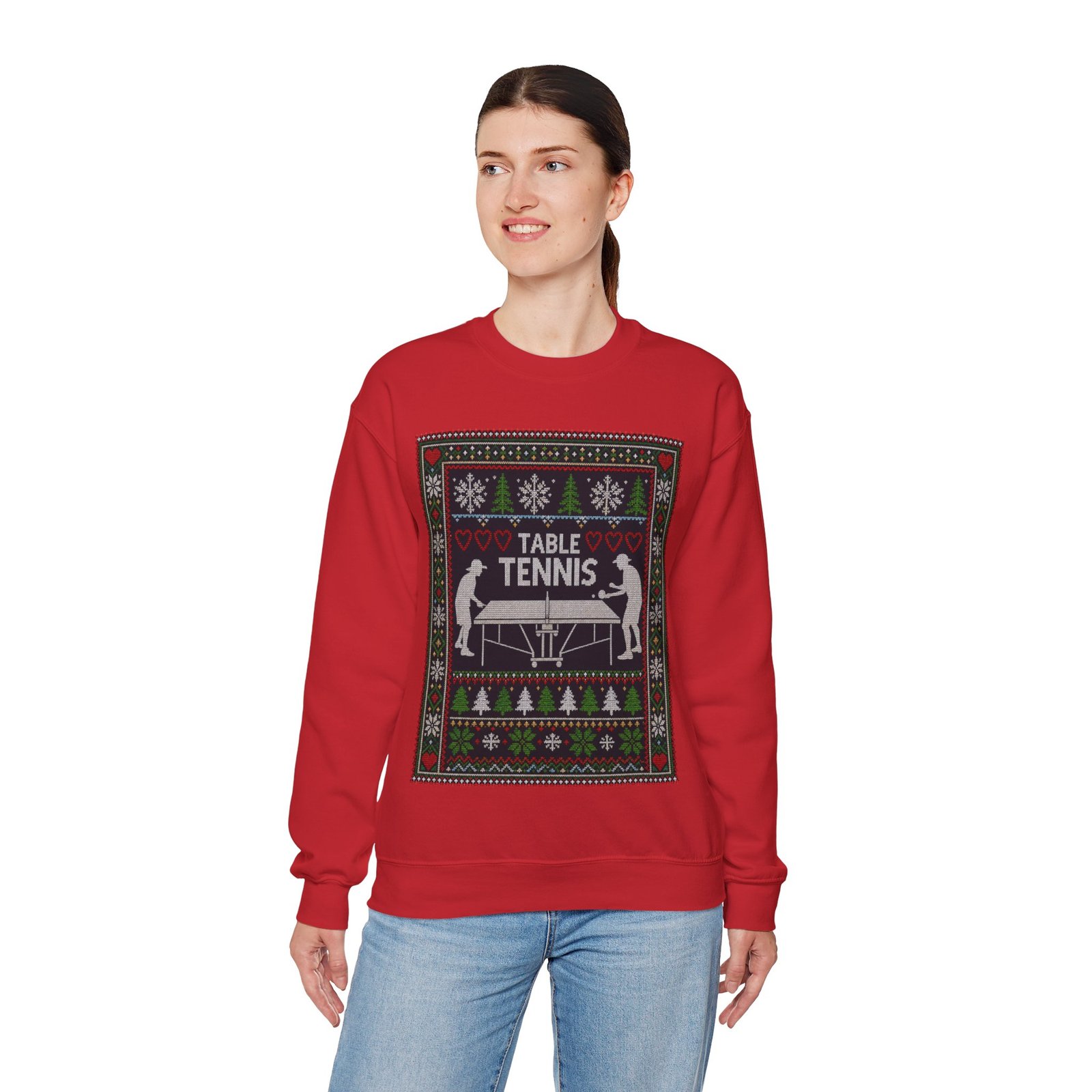 Table Tennis Ugly Christmas Sweatshirt – Serve Up the Holiday Spirit - Image 9