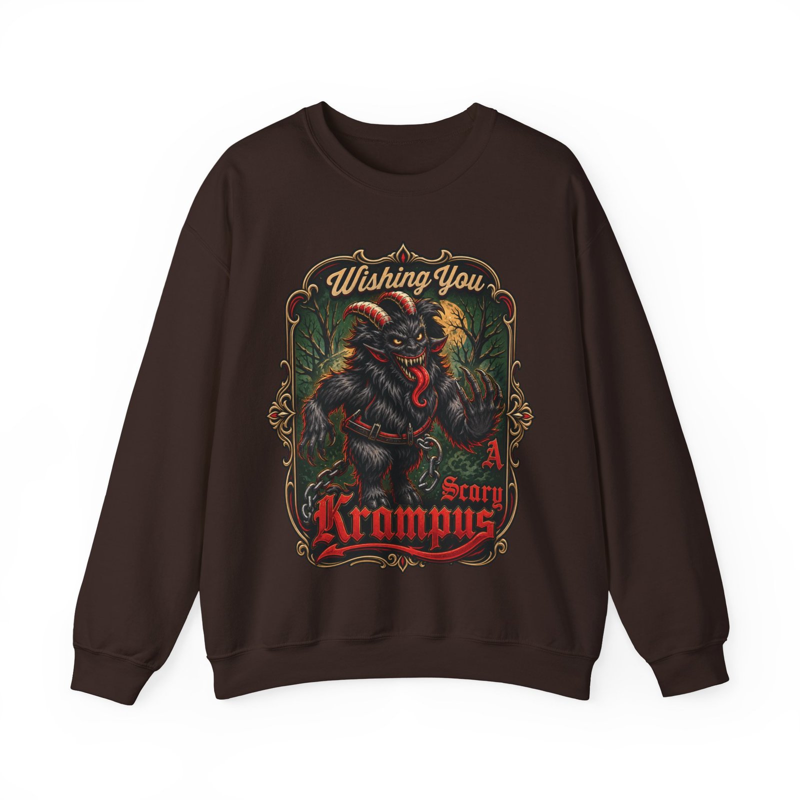 Wishing You a Scary Krampus - Unisex Sweatshirt – Dark Christmas Horror - Image 16