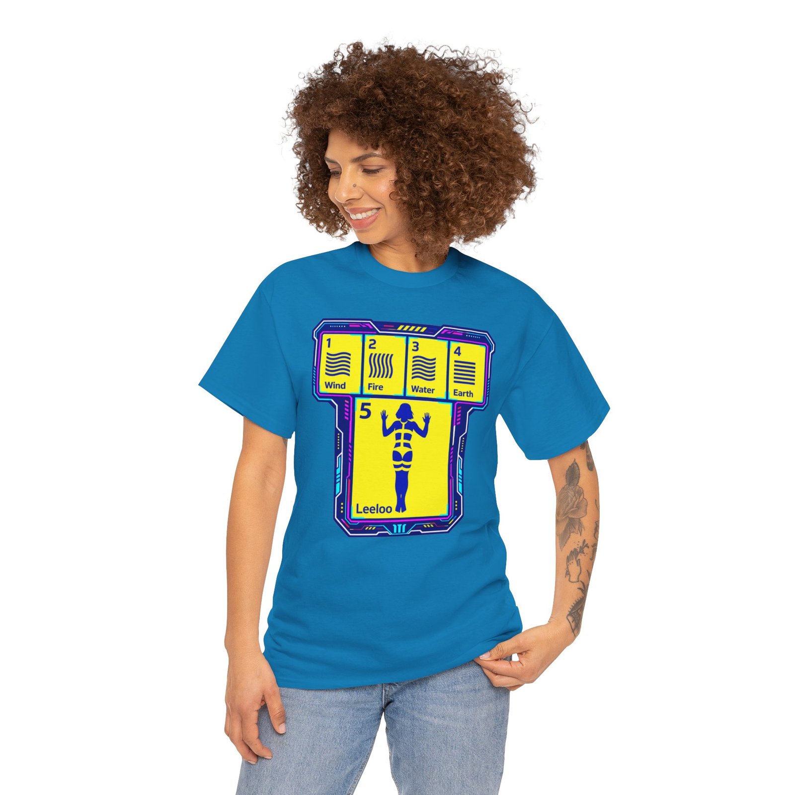 Fifth Element Chart - Unisex T-Shirt – Wind, Water, Fire, Earth... and Leeloo - Image 2