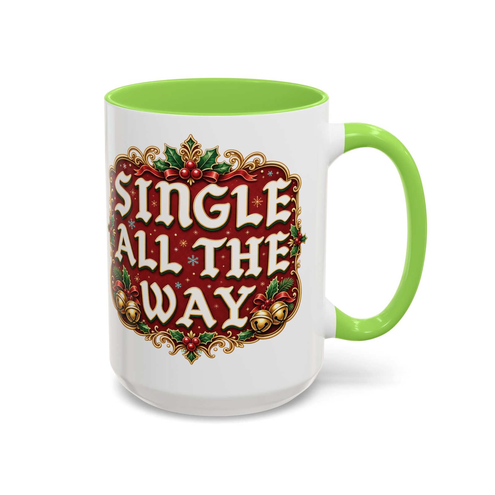 Single All The Way - Color Accent Mug – Funny Single Christmas Coffee Mug - Image 15