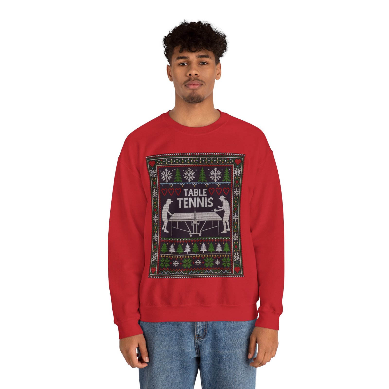 Table Tennis Ugly Christmas Sweatshirt – Serve Up the Holiday Spirit - Image 7