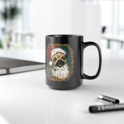 Pug Santa - Black Mug – Funny Christmas Pug - Dog Lover - Image 11
