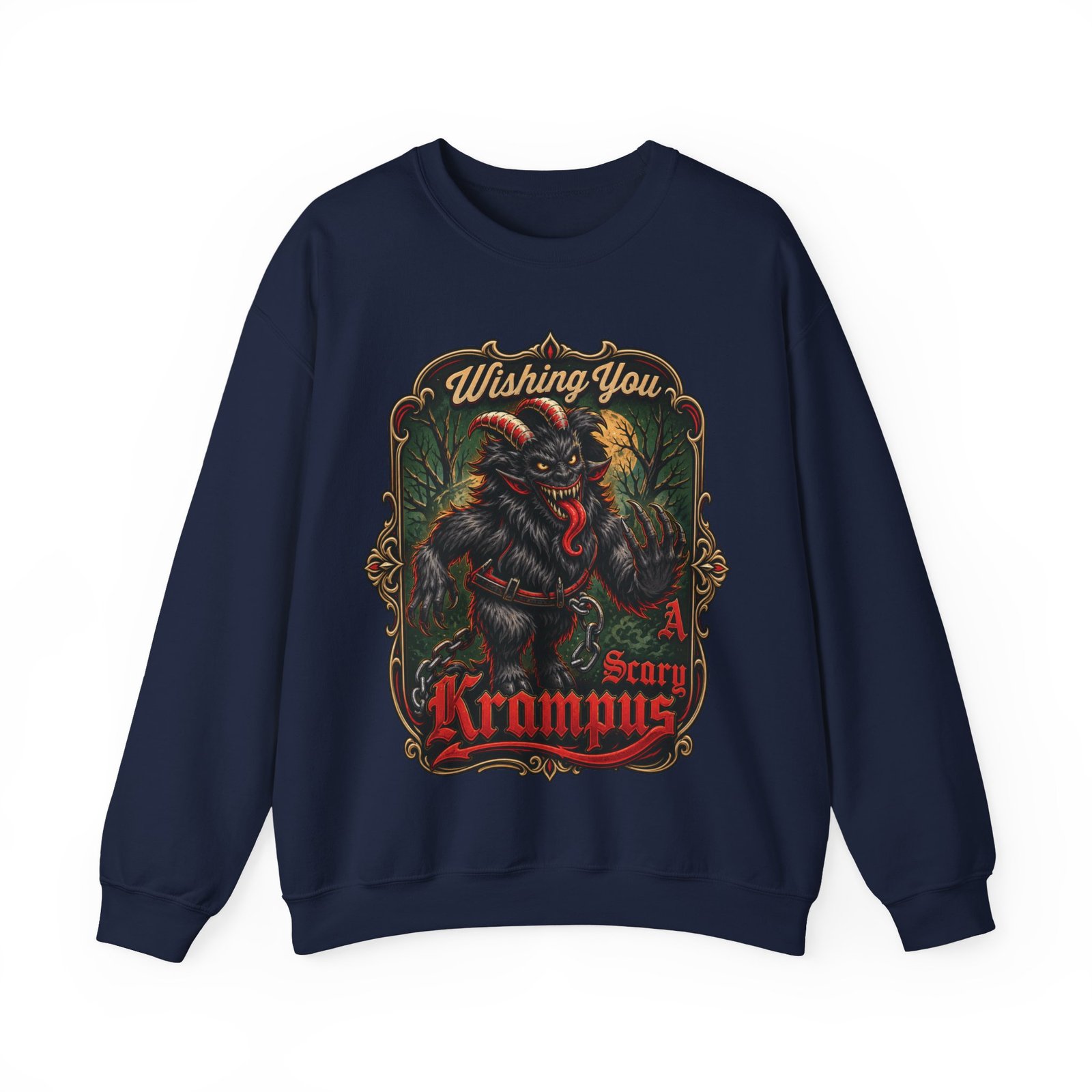 Wishing You a Scary Krampus - Unisex Sweatshirt – Dark Christmas Horror - Image 20