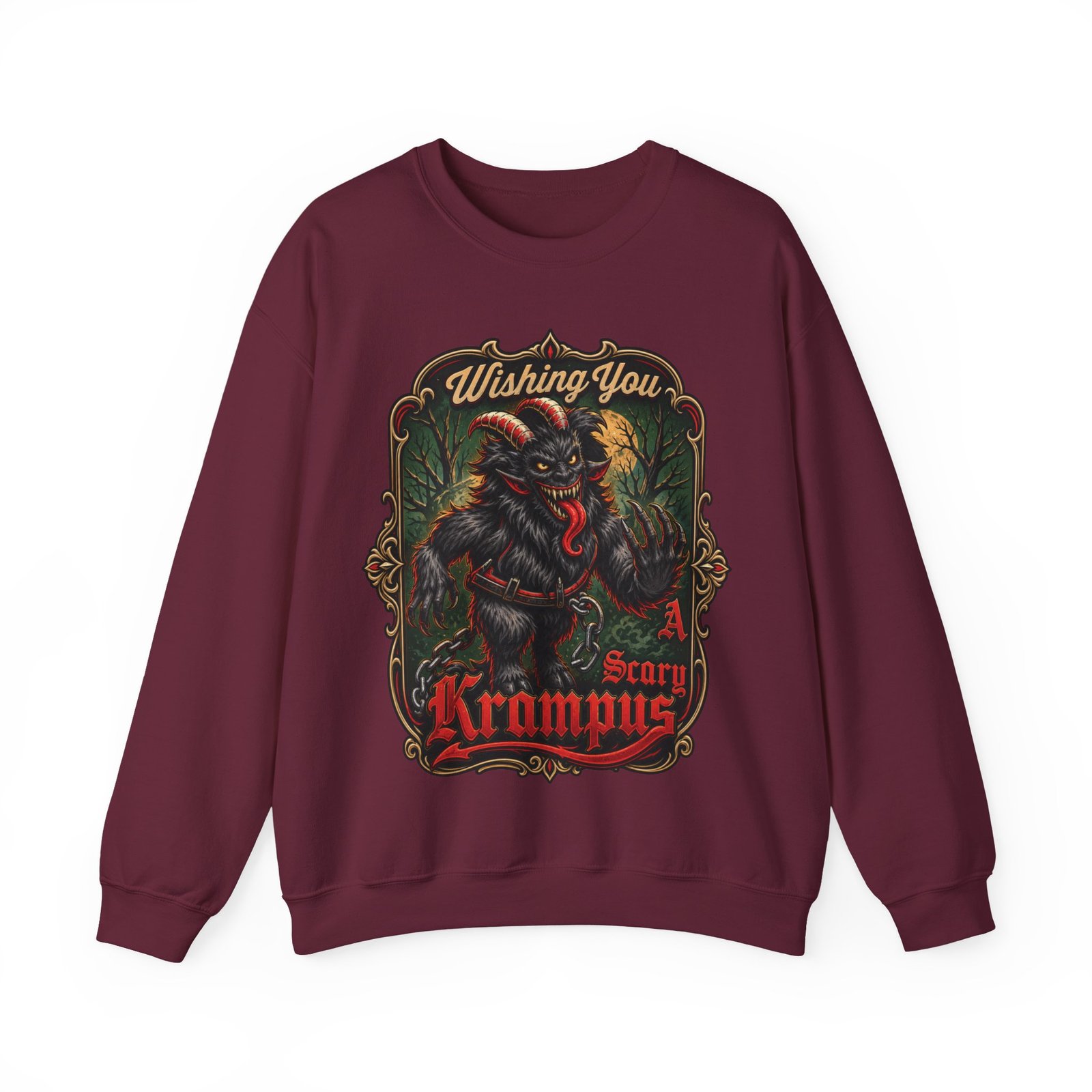 Wishing You a Scary Krampus - Unisex Sweatshirt – Dark Christmas Horror - Image 15
