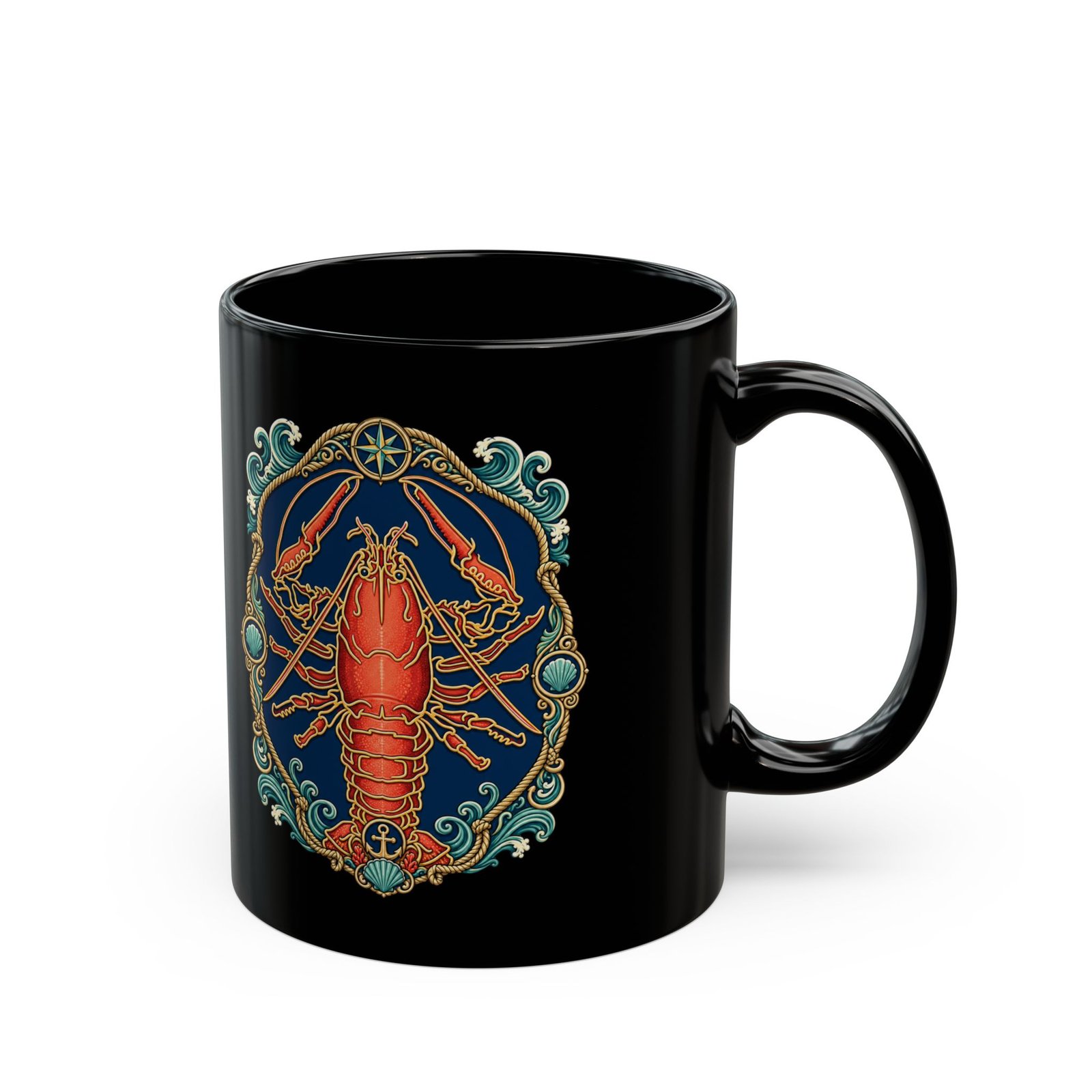Lobster - Black Mug – Sip with Coastal Cool - Image 3