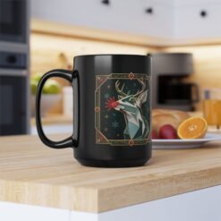 Polygon Rudolph - Black Mug – Geometric Reindeer - Image 10
