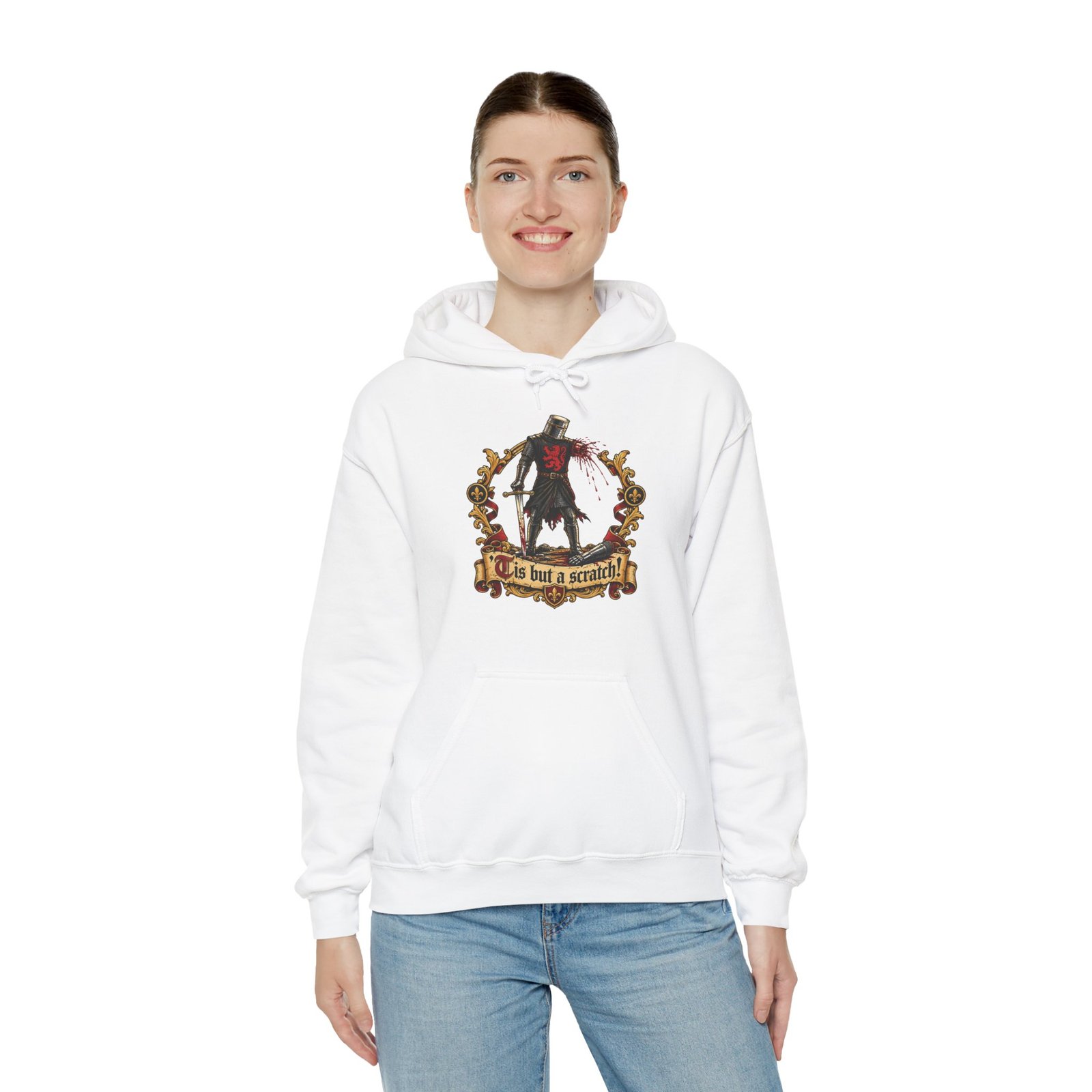 'Tis But A Scratch - Unisex Hoodie – Funny Monty Python - Black Knight - Image 10