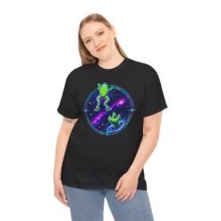 Reach for the Froggy - Unisex T-Shirt – Cute Green Space Creature - Floating Frog - Image 3