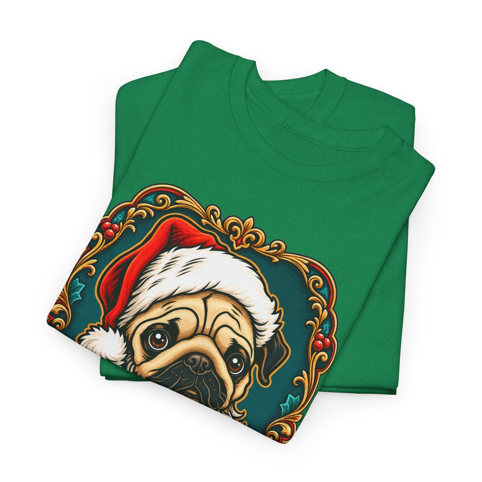 Pug Santa - Unisex T-Shirt – Funny Christmas Pug - Dog Lover Holiday - Image 2