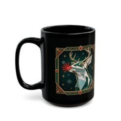 Polygon Rudolph - Black Mug – Geometric Reindeer - Image 7