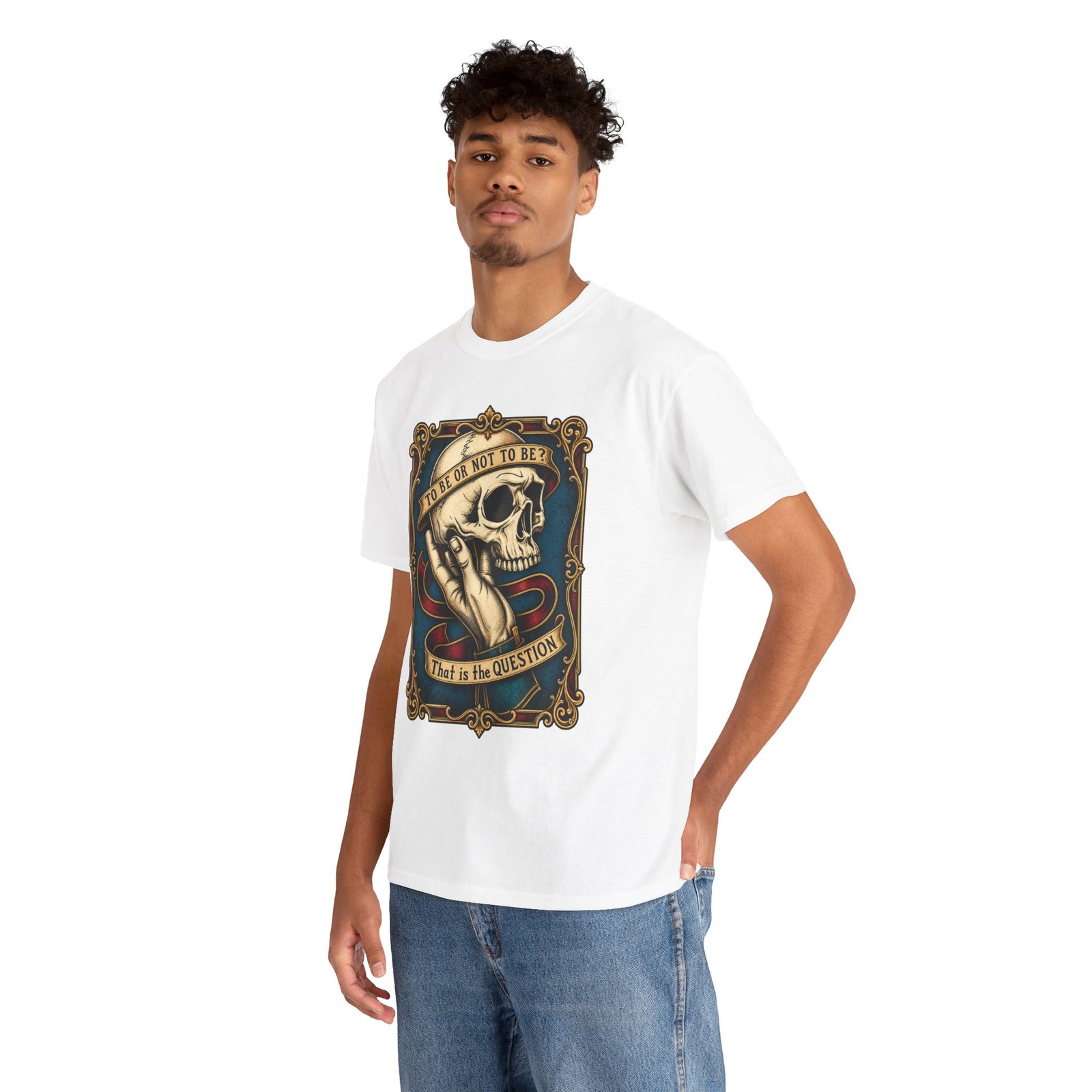 To Be or Not To Be - Unisex T-Shirt – Shakespeare Hamlet Skull - Image 9