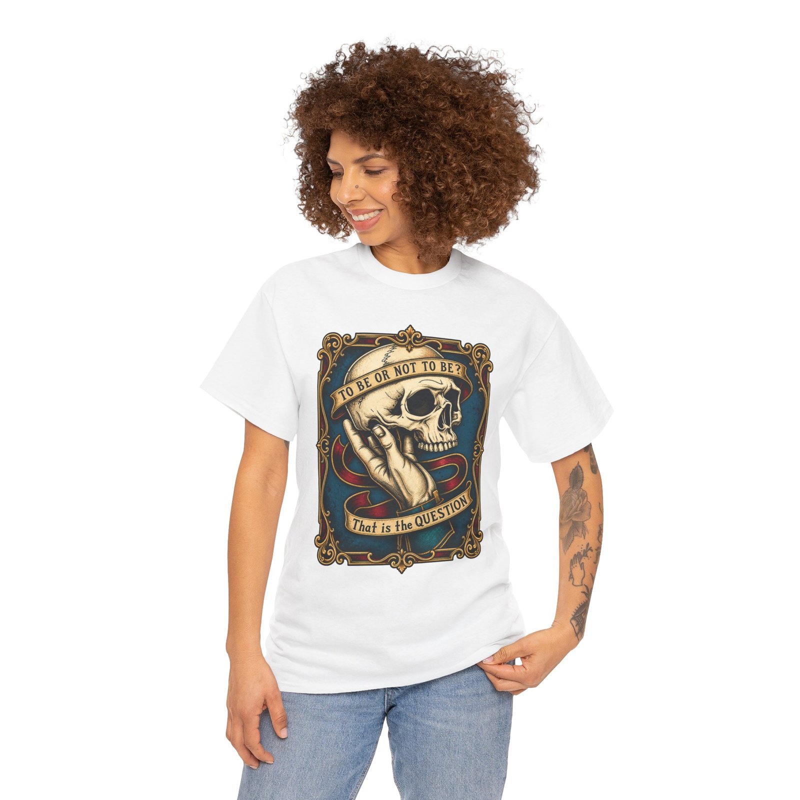 To Be or Not To Be - Unisex T-Shirt – Shakespeare Hamlet Skull - Image 5
