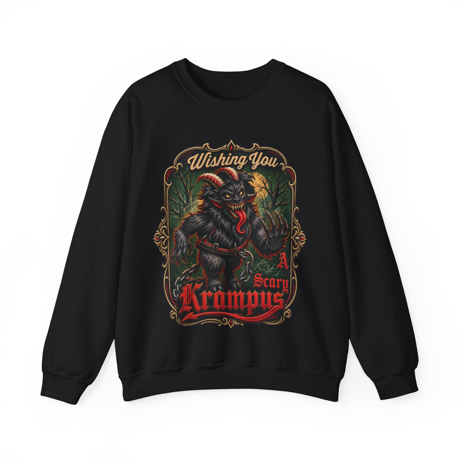 Wishing You a Scary Krampus - Unisex Sweatshirt – Dark Christmas Horror - Image 14