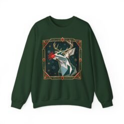 Polygon Rudolph - Unisex Sweatshirt – Geometric Reindeer - Modern Christmas - Image 8