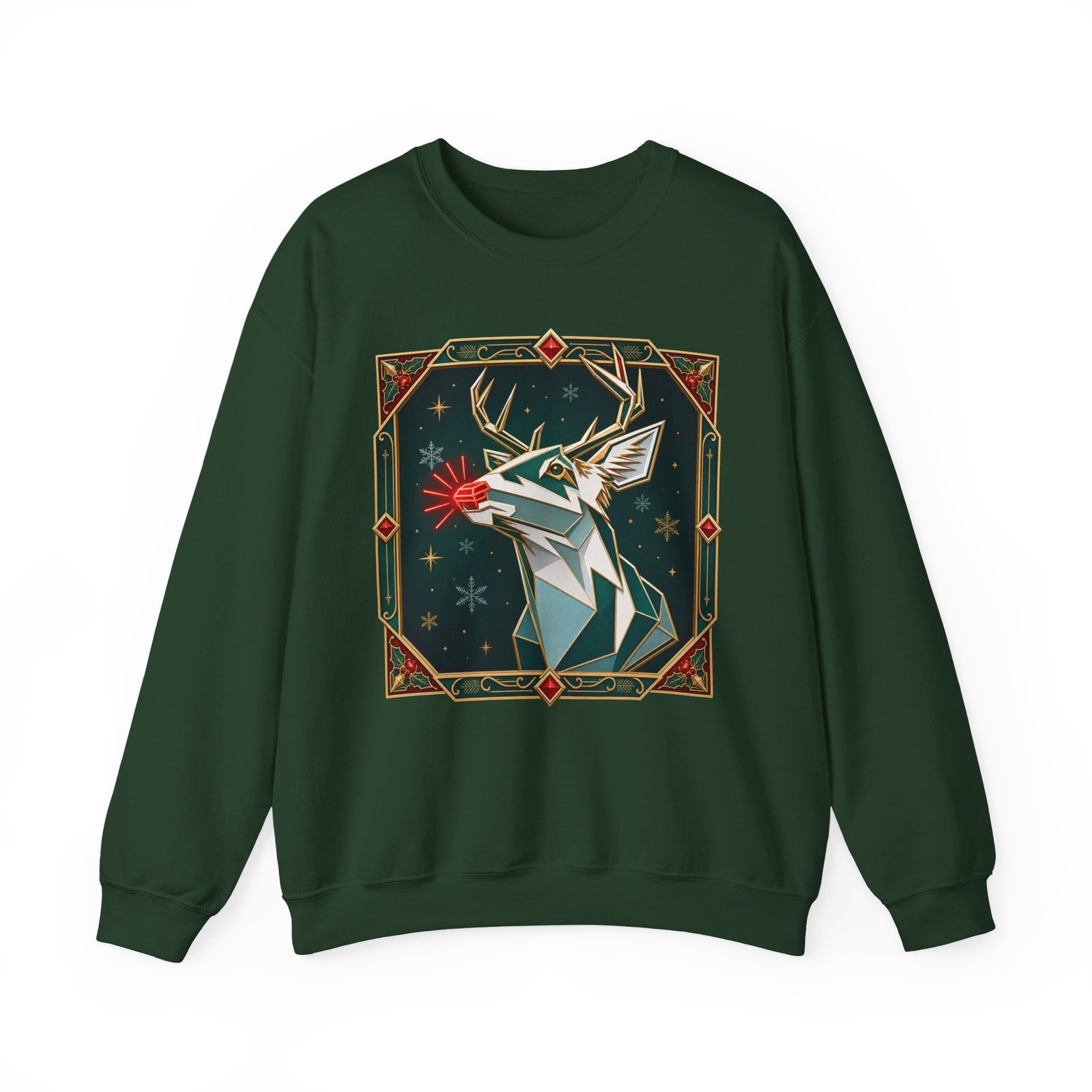 Polygon Rudolph - Unisex Sweatshirt – Geometric Reindeer - Modern Christmas - Image 8