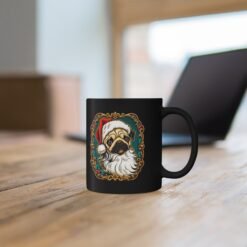 Pug Santa - Black Mug – Funny Christmas Pug - Dog Lover - Image 5
