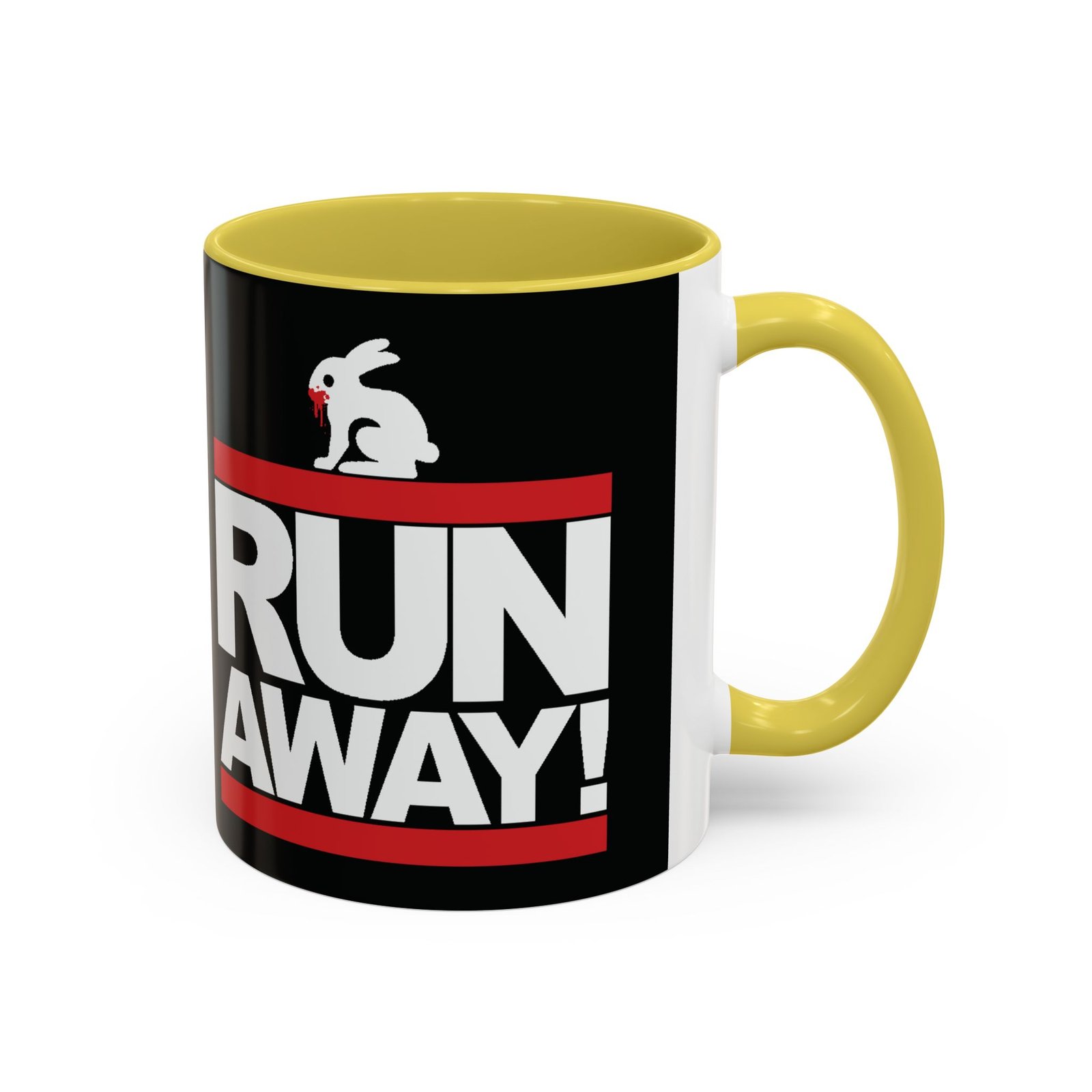 Run Away! Killer Rabbit – Color Accent Mug – Monty Python – Retro Hip-Hop Style - Image 9