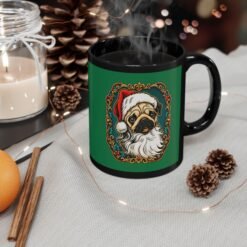 Pug Santa - Black Mug – Funny Christmas Pug - Dog Lover - Image 4