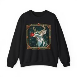 Polygon Rudolph - Unisex Sweatshirt – Geometric Reindeer - Modern Christmas