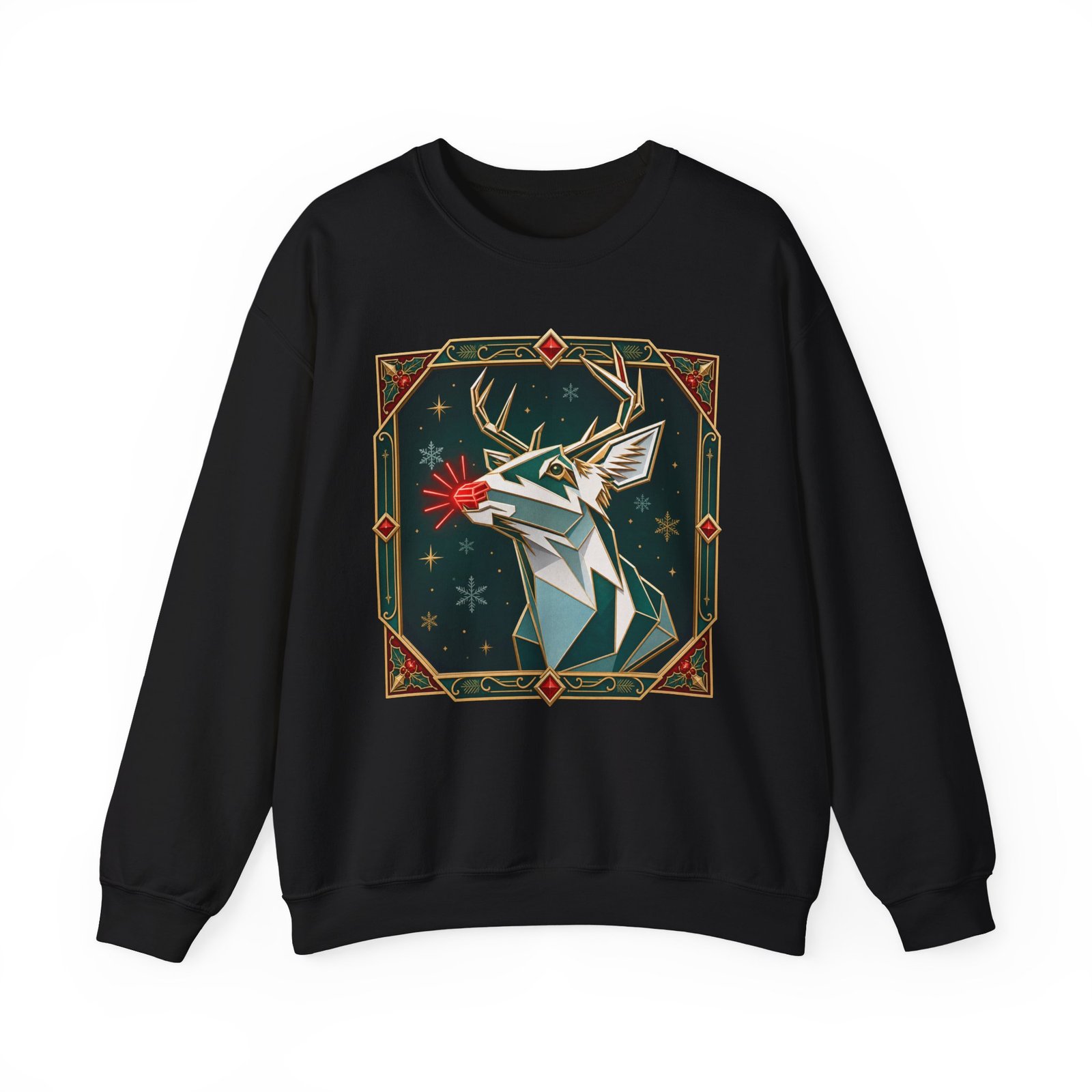 Polygon Rudolph - Unisex Sweatshirt – Geometric Reindeer - Modern Christmas