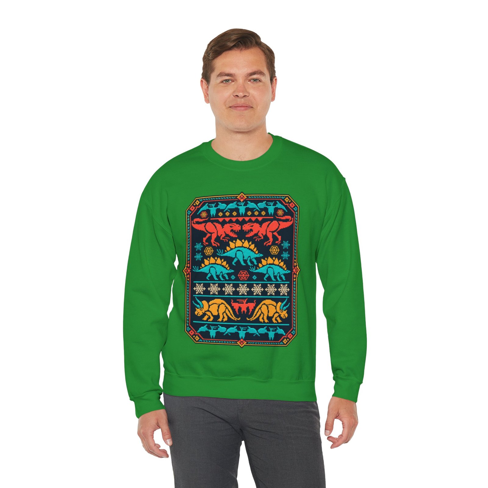 Dino-Mite Christmas - Unisex Sweatshirt – Funny Dinosaur - Ugly Christmas Sweater - Image 6