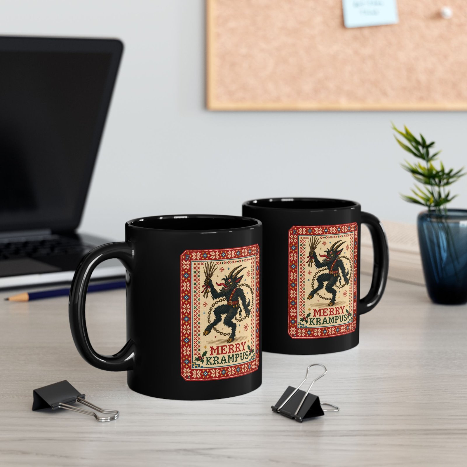 Merry Krampus - Black Mug – Sip Scares, Not Cocoa - Image 5