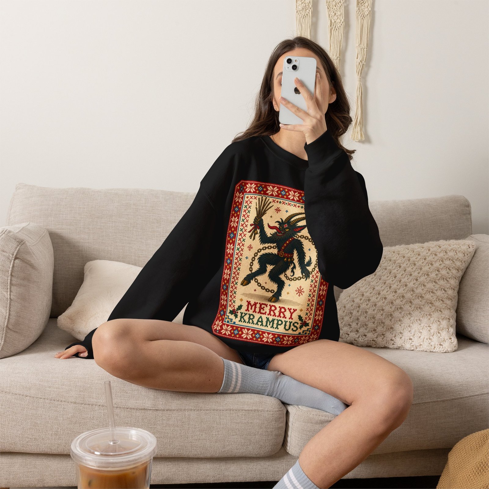 Merry Krampus - Unisex Sweatshirt – Cozy, Creepy, Claus's Worst Nightmare - Image 11