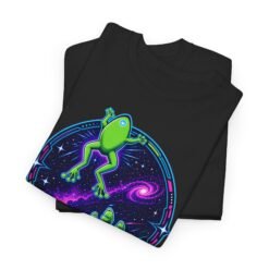 Reach for the Froggy - Unisex T-Shirt – Cute Green Space Creature - Floating Frog - Image 2