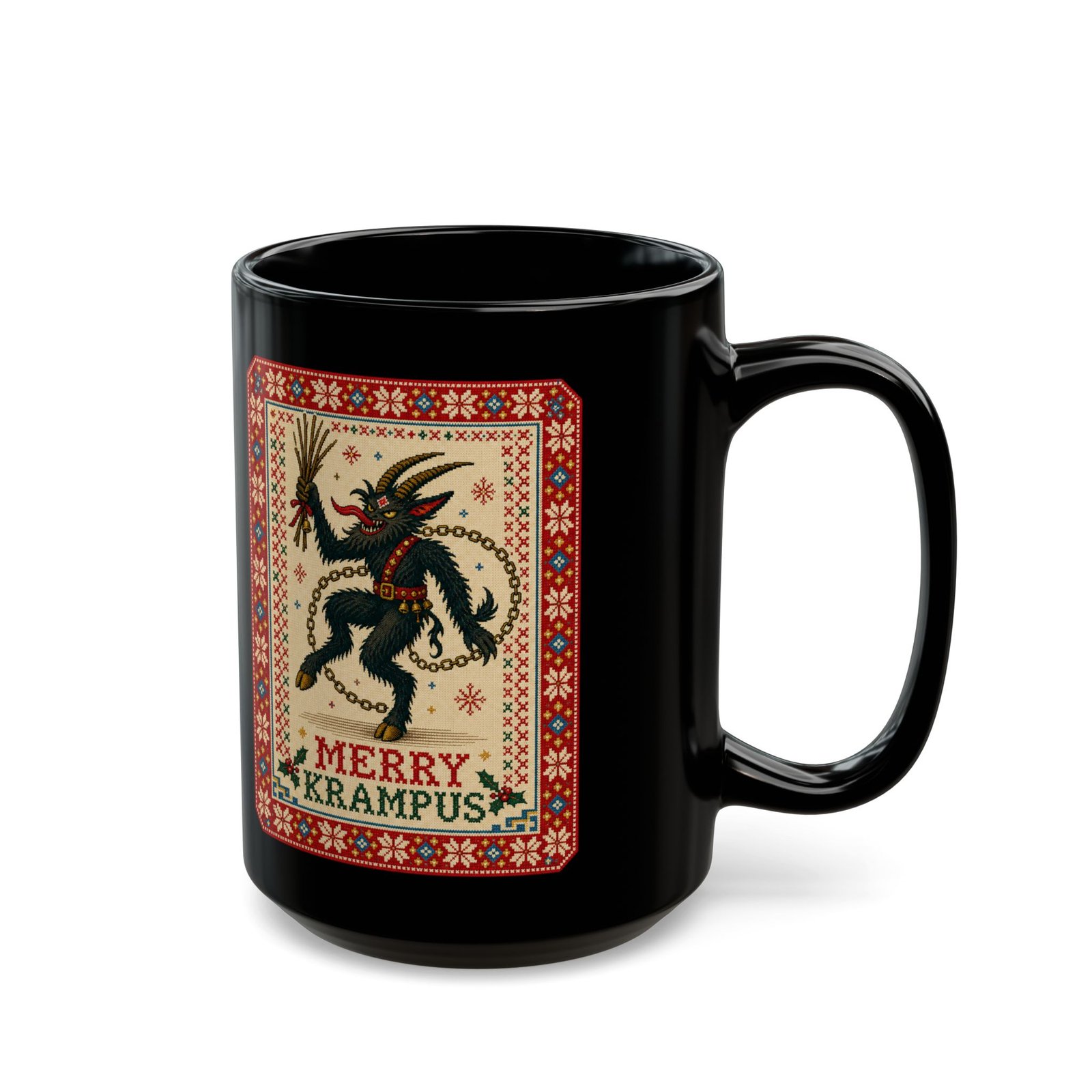 Merry Krampus - Black Mug – Sip Scares, Not Cocoa - Image 7
