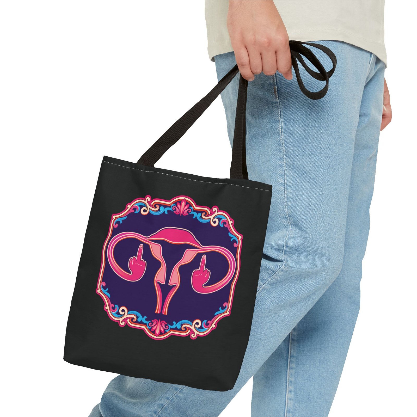 Ovaries with Middle Fingers - Tote Bag – Funny Anatomy - Image 3
