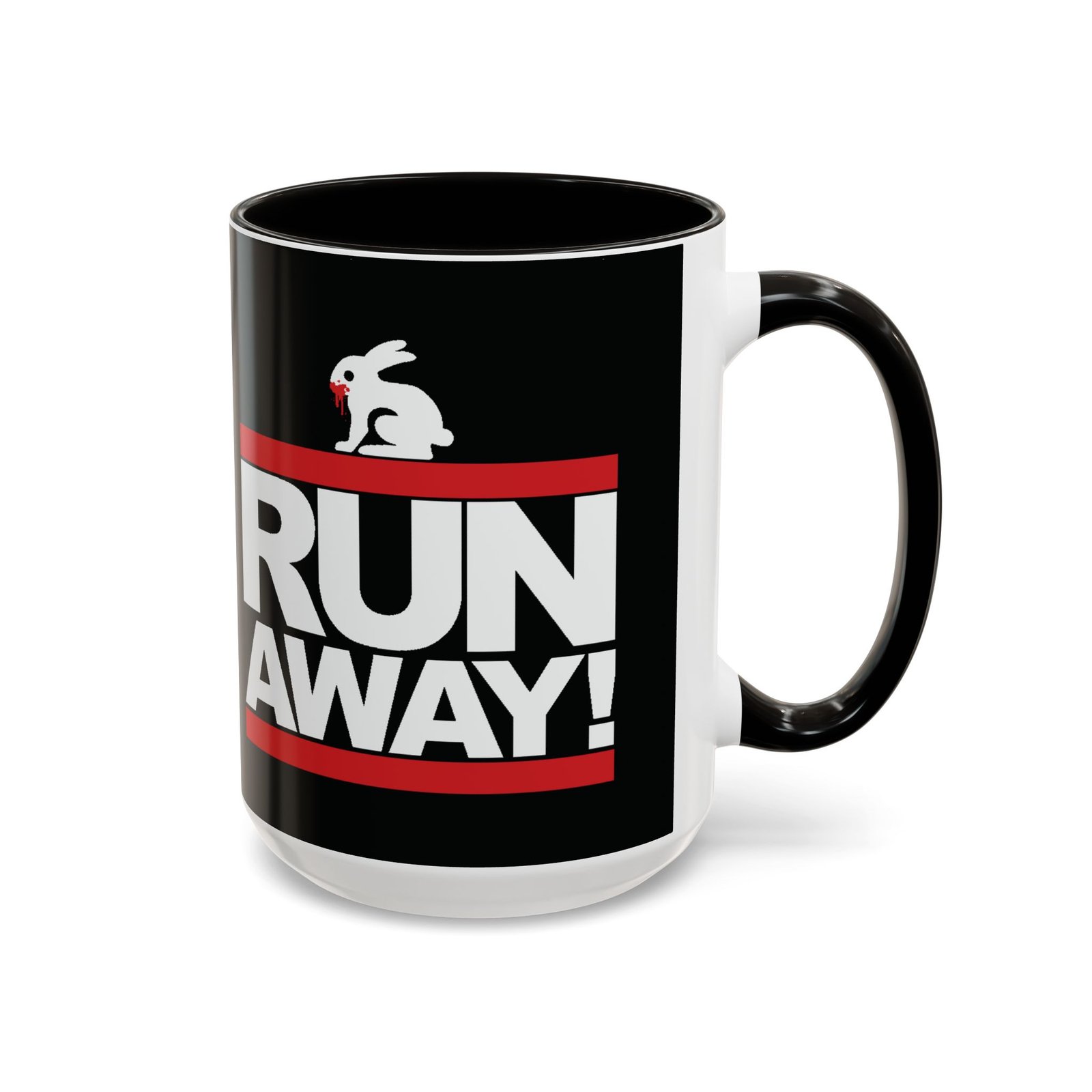 Run Away! Killer Rabbit – Color Accent Mug – Monty Python – Retro Hip-Hop Style - Image 11
