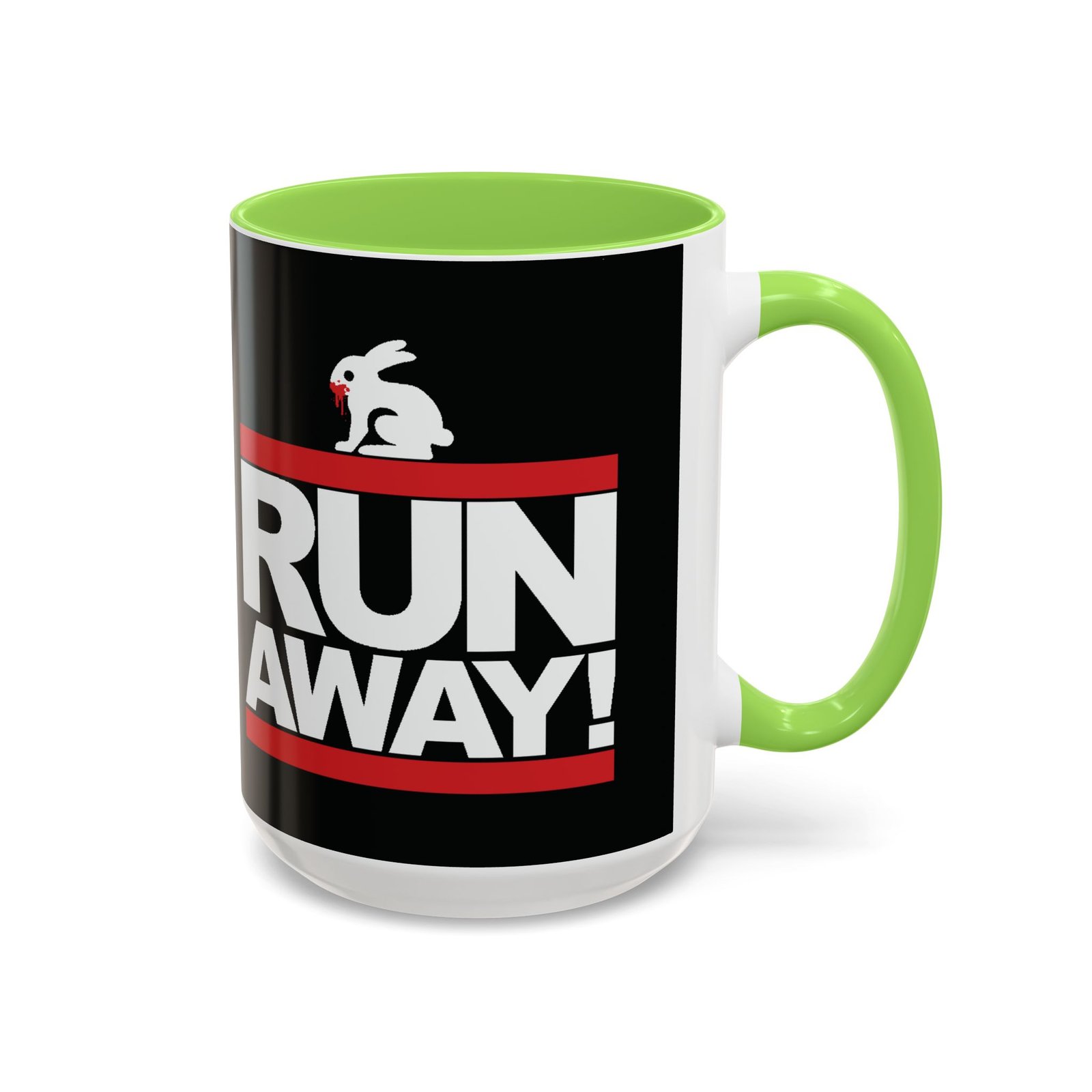 Run Away! Killer Rabbit – Color Accent Mug – Monty Python – Retro Hip-Hop Style - Image 15