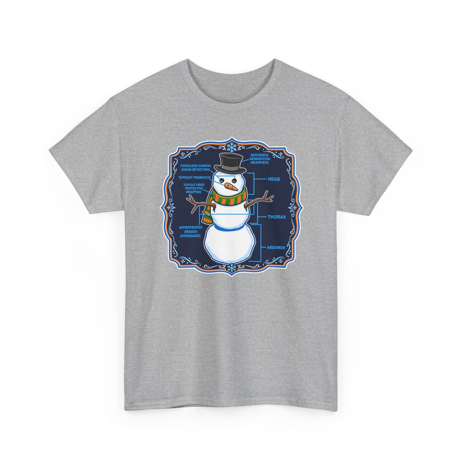 Snowman Anatomy - Unisex T-Shirt – Funny Christmas - Winter Science Diagram Tee - Image 12