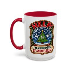 Help! I'm Surrounded By Snowflakes - Color Accent Mug – Funny Sarcastic Christmas - Image 28