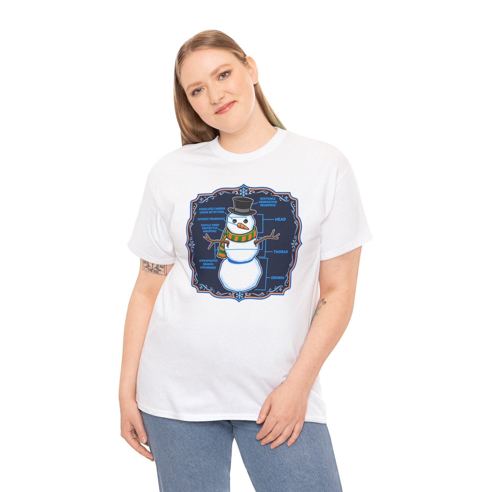 Snowman Anatomy - Unisex T-Shirt – Funny Christmas - Winter Science Diagram Tee - Image 3