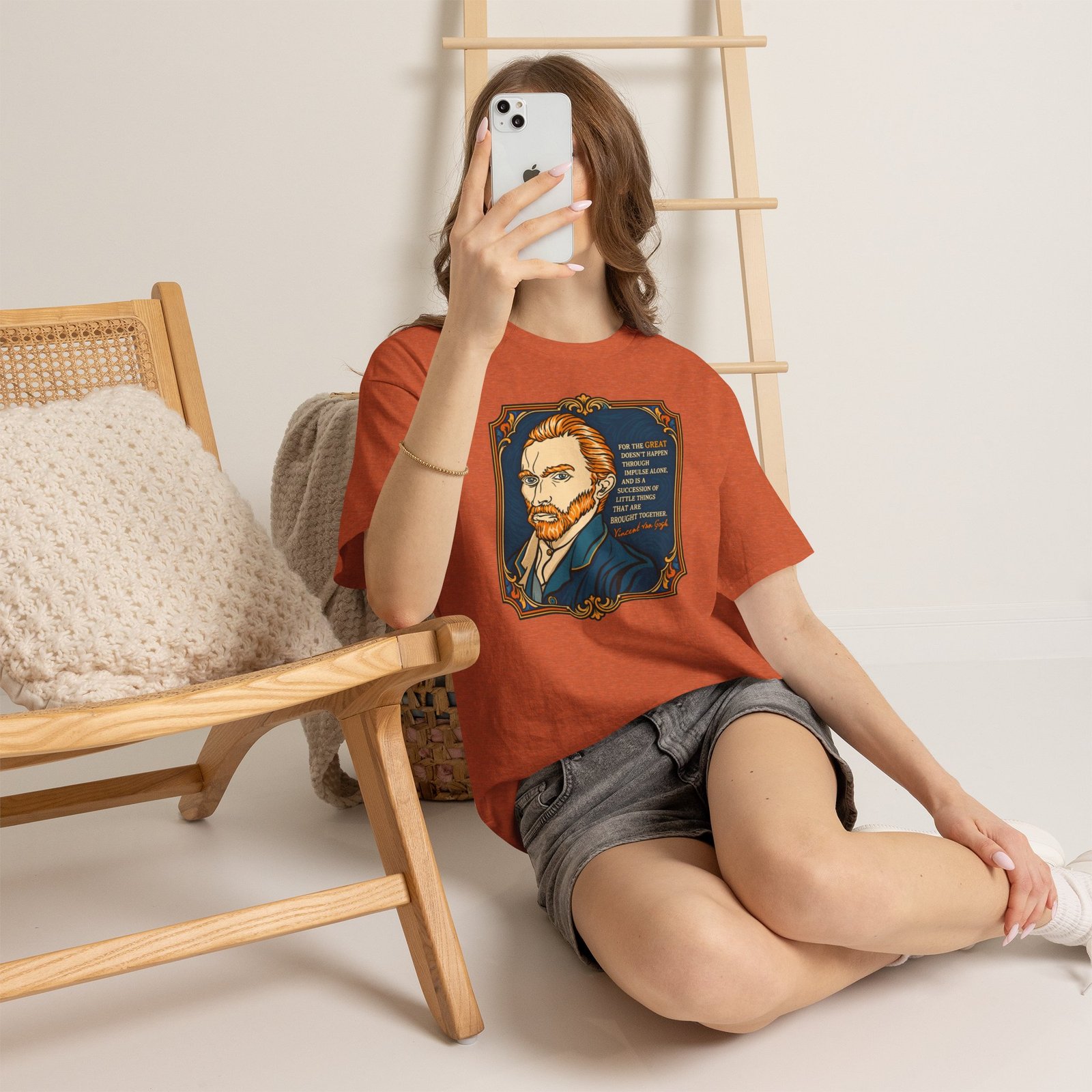 Vincent van Gogh Inspirational Quote – Unisex T-Shirt – Great Things Take Time - Image 4