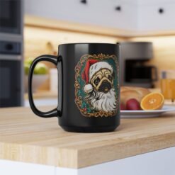 Pug Santa - Black Mug – Funny Christmas Pug - Dog Lover - Image 10