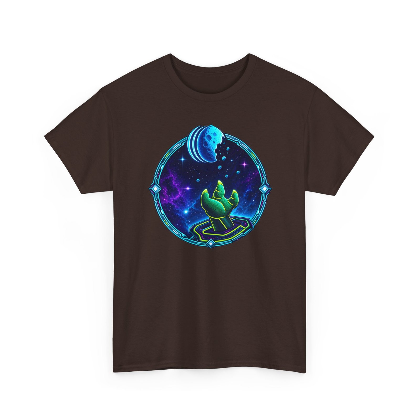 Reach for the Cookie - Unisex T-Shirt – Cute Green Space Creature - Floating Cookie - Image 11