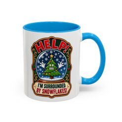 Help! I'm Surrounded By Snowflakes - Color Accent Mug – Funny Sarcastic Christmas - Image 9