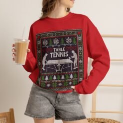 Table Tennis Ugly Christmas Sweatshirt – Serve Up the Holiday Spirit - Image 4