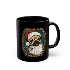 Pug Santa - Black Mug – Funny Christmas Pug - Dog Lover
