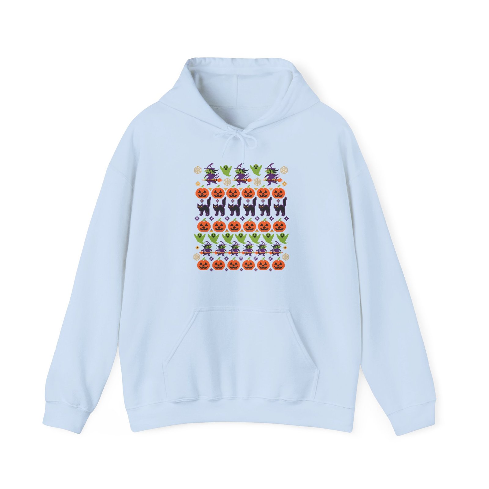 Halloween Ugly Sweater - Unisex Hoodie – Spooky Season Full Pattern Graphic Hoodie - Image 16